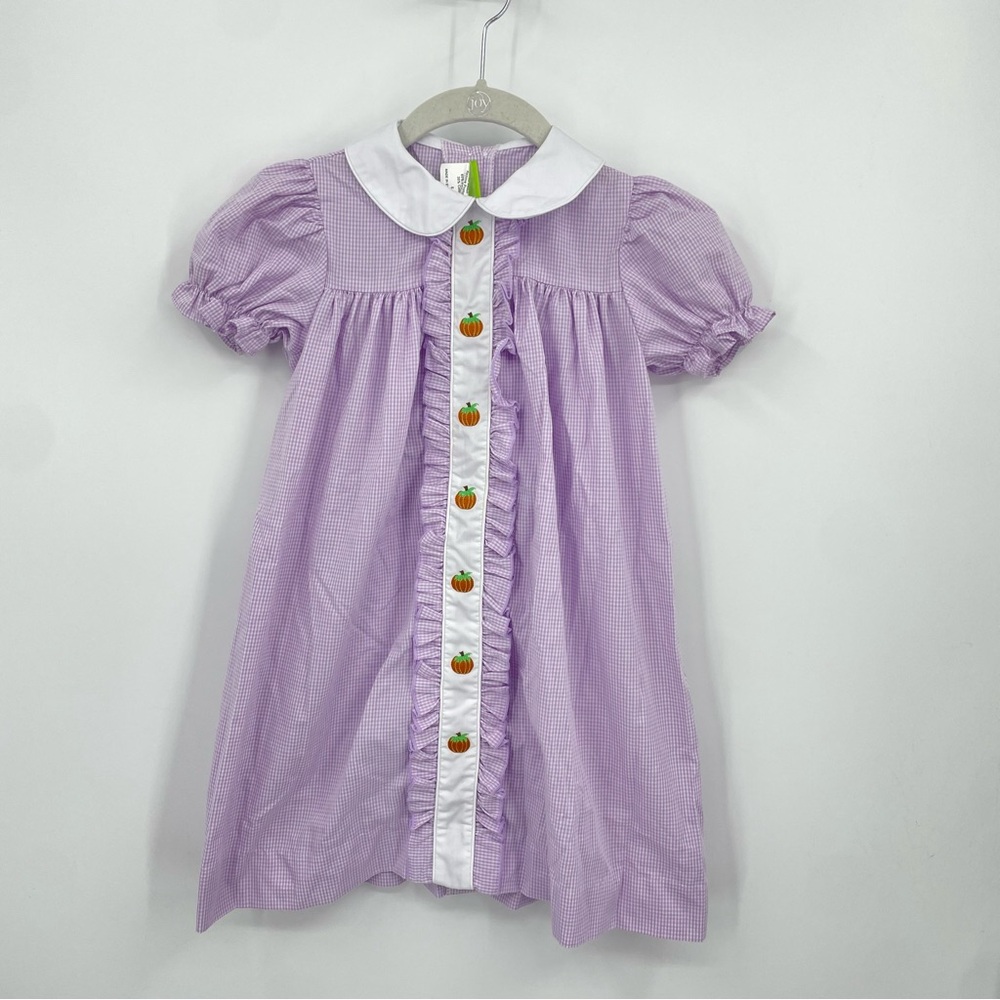 Charming Purple Kids Dress with Pumpkin Accents